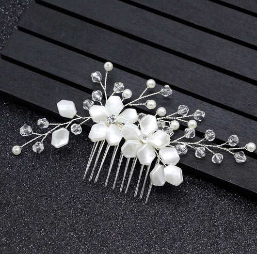 Peineta de Cristal Blanco Perla para Eventos - Image 6