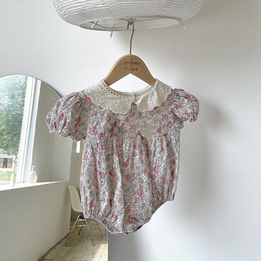 Enterizo Floral para Bebé con Cuello Muñeca y Mangas Abullonadas - Image 5