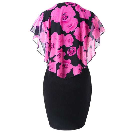 Vestido Capa Estampado Rosas Ajustado Cadera para Mujer - Image 8