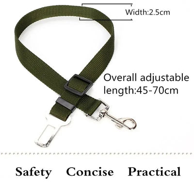 Pink adjustable dog car seat belt with a metal seatbelt buckle and a silver swivel snap hook. - Image 24