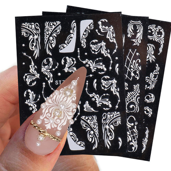 Stickers de Uñas 5D con Rosas Talladas en Estéreo