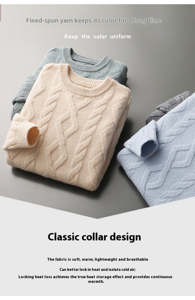 Suéter Grueso para Hombre Cuello Redondo Tejido Base - Image 14