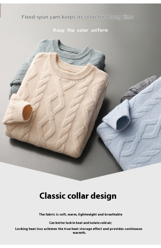 Suéter Grueso para Hombre Cuello Redondo Tejido Base - Image 14