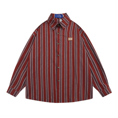 Camisa de Rayas Verticales Estilo Vintage Americano - Unisex Manga Larga - Image 7