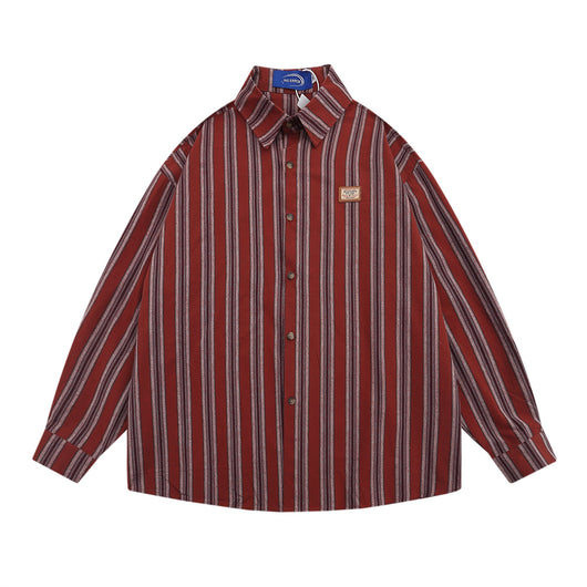 Camisa de Rayas Verticales Estilo Vintage Americano - Unisex Manga Larga - Image 7