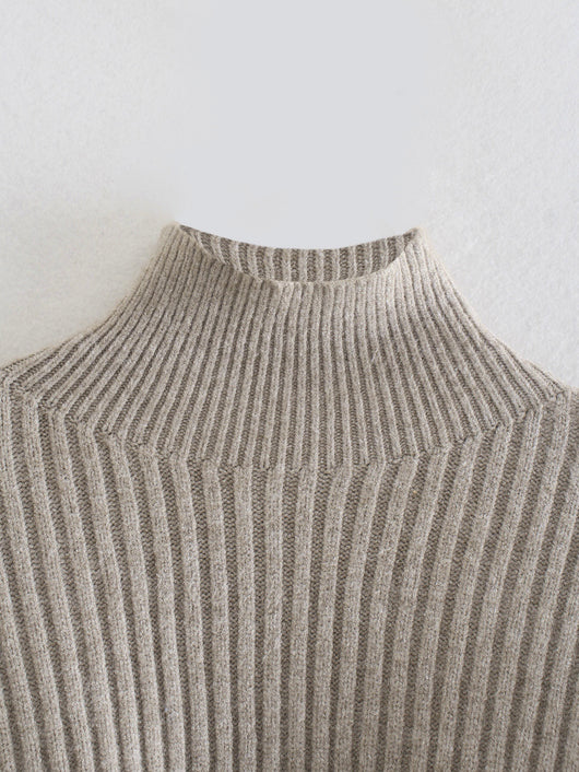 Suéter de Punto con Cuello Bajo y Rayas Verticales para Mujer - Image 4