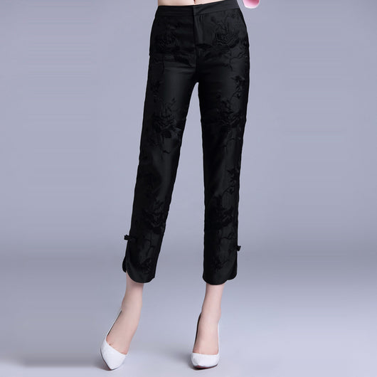 Pantalones Casuales Bordados Slim Fit Tipo Capri - Tendencia Actual - Image 10