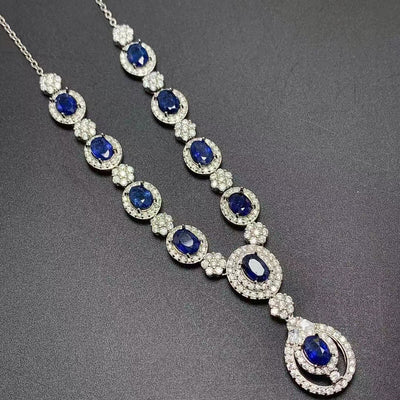 Collar de Zafiro de Sri Lanka Natural con Incrustación de Plata 925 - Image 5