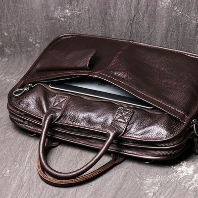 Maletín Bandolera de Cuero para Hombre - Gran Capacidad - Image 11