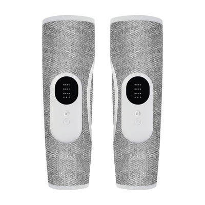 Pair of gray wireless leg massagers with heating, air pressure, and vibration functions for relaxation. - Image 12