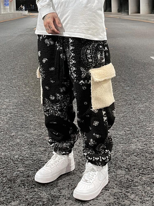 Pantalones Casuales Hombre Bolsillos Forro Lana Cordón Ajustable Corte Holgado - Image 14