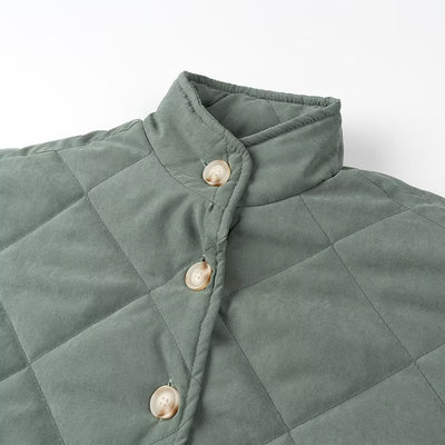 Abrigo Acolchado de Algodón con Cuello Alzado y Diseño Rombo Europeo - Image 21