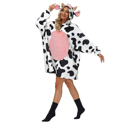 Abrigo Mujer Estampado Vaca con Relleno de Plumón Plateado - Image 4