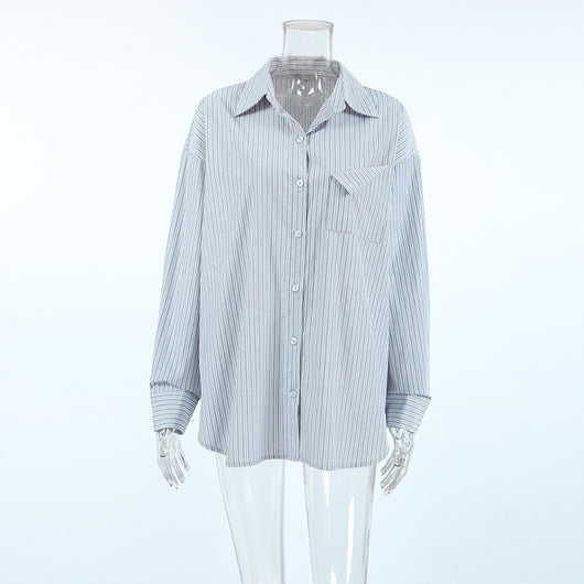 Camisa Manga Larga a Rayas con Detalles de Diamantes - Image 23