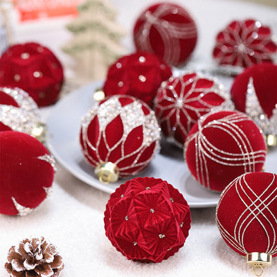 Esferas Navideñas con Textura Escarcha - Pack de Adornos Colgantes