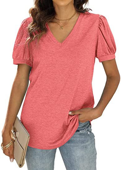 Blusa Casual Mujer Cuello V Manga Abullonada Suelta - Estilo Europeo Americano - Image 6
