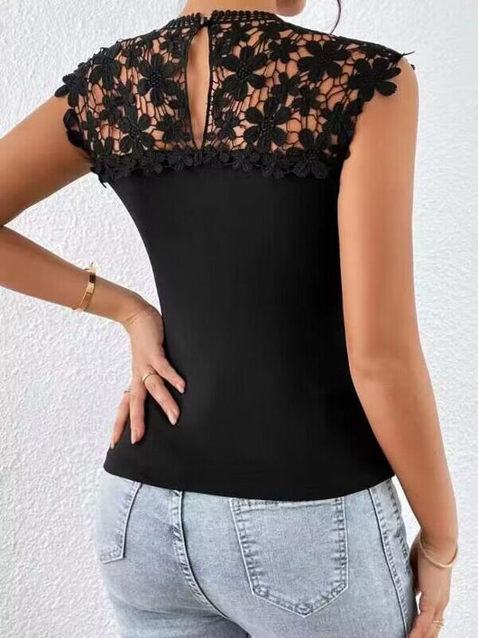 Blusa Sin Mangas con Encaje Elástica para Mujer - Image 6