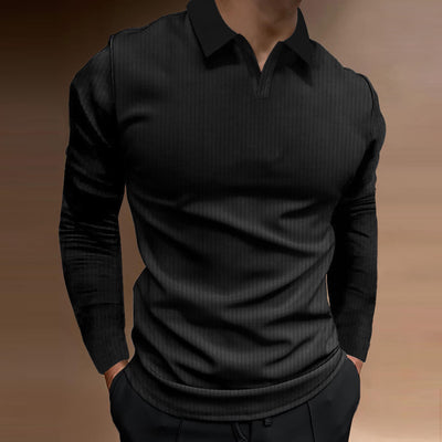 Camisa Casual Ejecutiva de Manga Larga con Solapa - Colores Sólidos para Hombre - Image 13