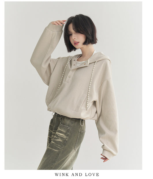 Sudadera Cropped Suelta con Ajuste en Dobladillo para Mujer - Image 21