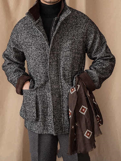 Abrigo de Lana Vintage Cuello Mao Invierno Cálido - Image 6