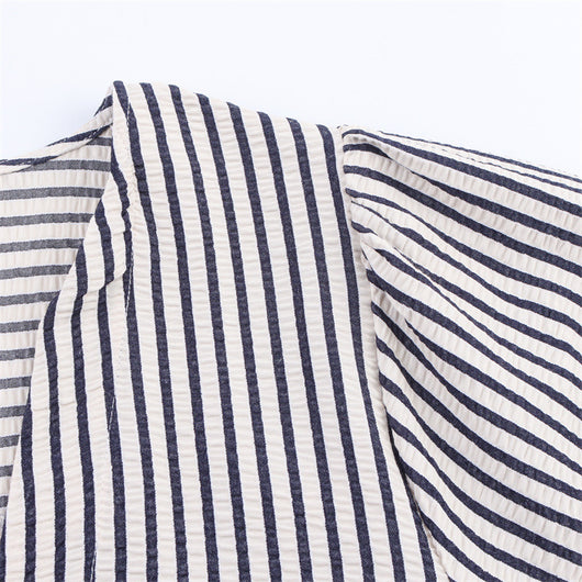 Blusa Rayada con Moño - Manga Corta Versátil para Verano - Image 12