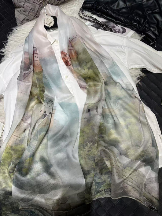 Pañuelo de Seda Mulberry con Estampado Digital - Ligero y Fluido para Verano - Image 18