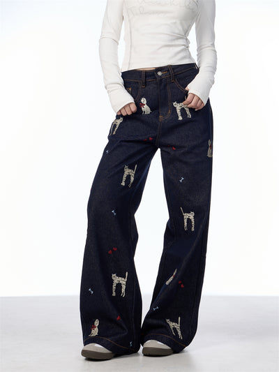 Pantalones Jeans Anchos con Estampado Animal Print - Loose Fit Casual para Mujer - Image 13