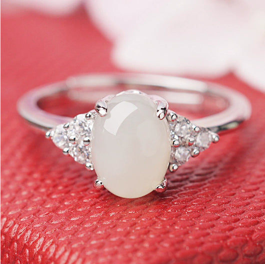 Anillo Ajustable de Piedra de Luna y Jade en Plata 925 - Image 6