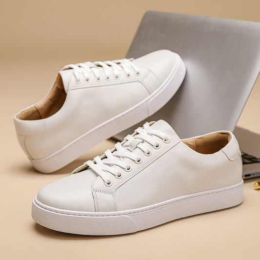 Zapatos de Cuero Genuino Respirable con Suela Gruesa - Estilo Británico Casual y Deportivo