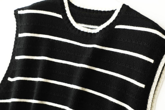 Chaleco de Lana Tejida con Rayas Texturizadas para Mujer - Image 6