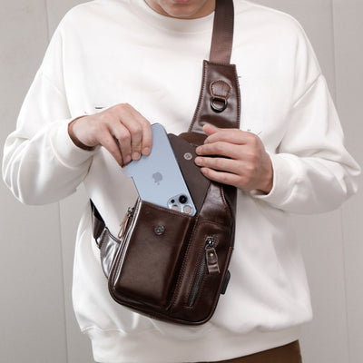 Bolsa Bandolera de Cuero Genuino para Hombre - Estilo Vintage Multifuncional - Image 4