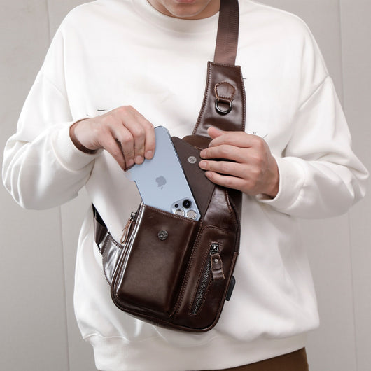 Bolsa Bandolera de Cuero Genuino para Hombre - Estilo Vintage Multifuncional - Image 4