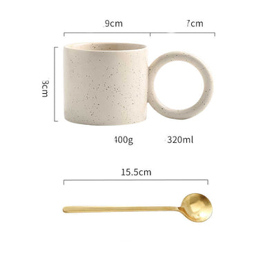 Taza de Cerámica con Asa Grande y Cuchara para Café, Oficina y Hogar - Image 17