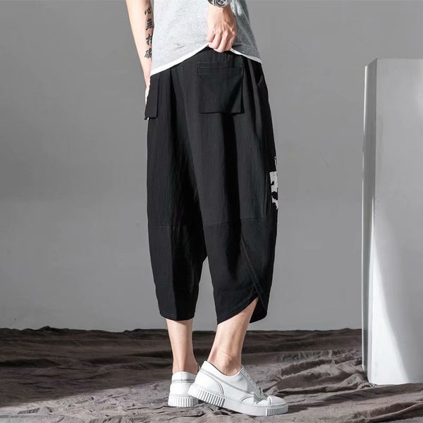 Pantalones Cropped Holgados Talla Grande Estilo Japonés para Hombre