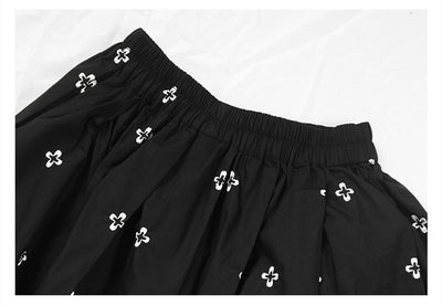 Falda A-Line Asimétrica Bordada Largo Medio para Mujer - Image 8