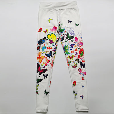Leggings Yoga Cintura Alta con Estampado Floral Mariposa - Pantalones Slim Ajustados - Image 10