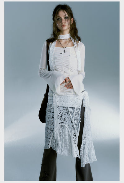 Falda Romántica Blanca Street Style - Image 6
