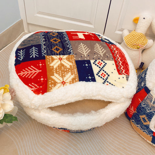 Cama Térmica de Lana para Gatos - Nido Acogedor Año Nuevo - Image 10