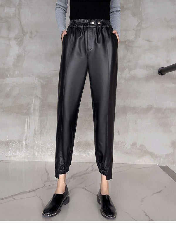 Pantalones Harem de Cuero Elásticos con Temperamento Femenino