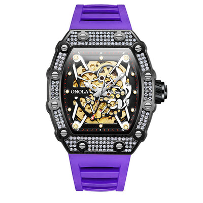Reloj Automático para Hombre con Cristales y Correa de Silicona Resistente al Agua - Image 12