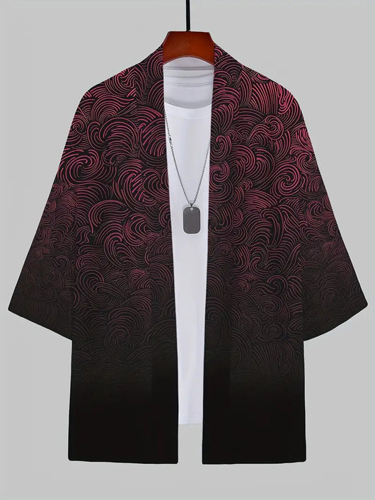 Cardigan Suelto Estampado 3D Versátil para Hombre - Image 13