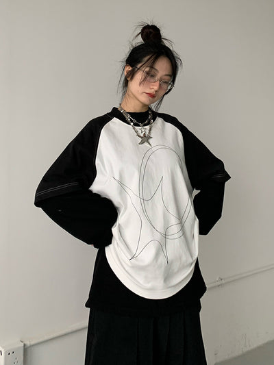 Playera Estampado Líneas Manga Raglan - Image 10