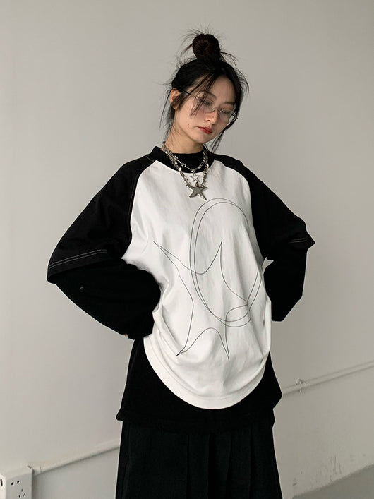 Playera Estampado Líneas Manga Raglan - Image 10