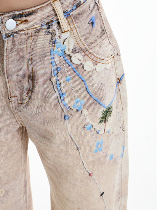 Pantalones Rectos Anchos Vintage con Estampado de Cadena para Mujer - Image 12
