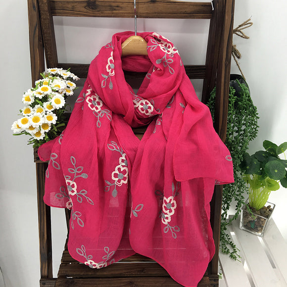Chal Largo Étnico Artesanal de Algodón y Lino para Primavera y Verano