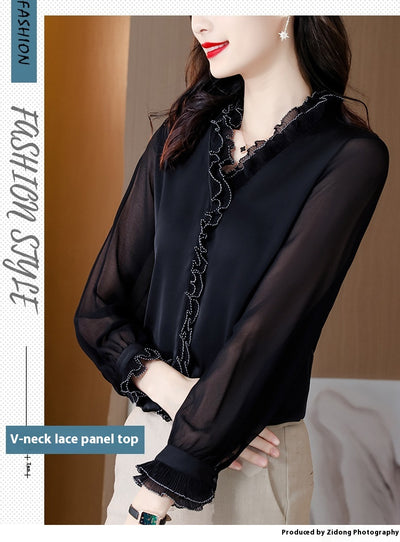 Blusa Elegante de Chifón Liso con Manga Larga para Mujer - Image 10