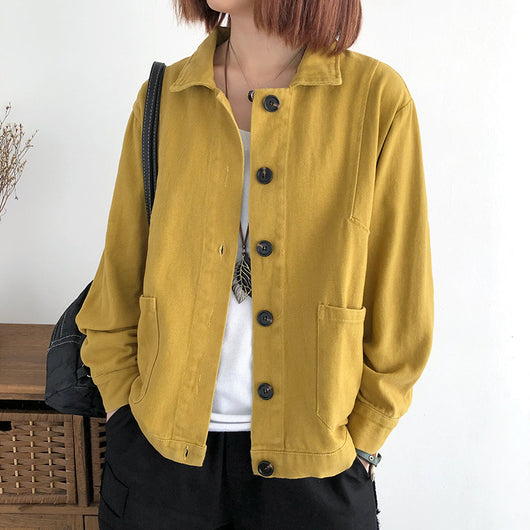 Blusa de Trabajo Suelta Clásica Multicolor con Solapa - Image 3