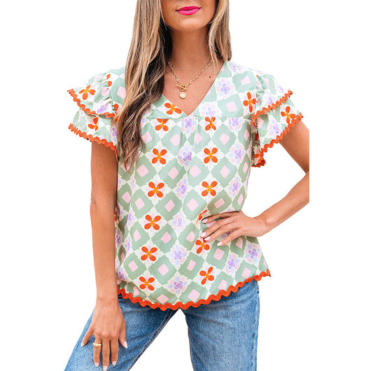 Blusa Chifón Estampado Geométrico Multicolor para Mujer - Image 6