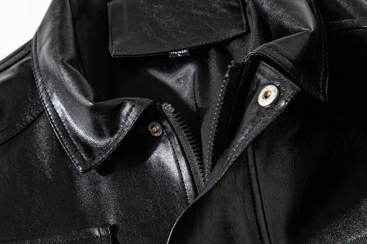 Chaqueta de Cuero para Motociclista Hombre - Diseño Moderno y Holgado - Image 7