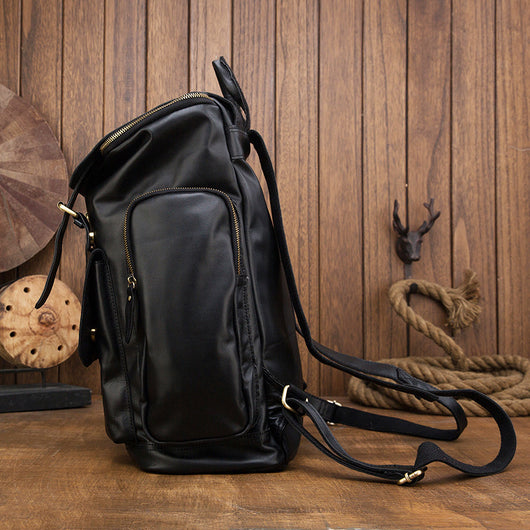 Mochila de Cuero Genuino Estilo Británico Gran Capacidad para Hombre Retro - Image 2